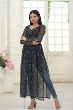 Load image into Gallery viewer, Party Wear Full Sleeves Black Color Kurti Clothsvilla