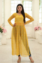 Load image into Gallery viewer, Party Wear Full Sleeves Yellow Color Kurti Clothsvilla