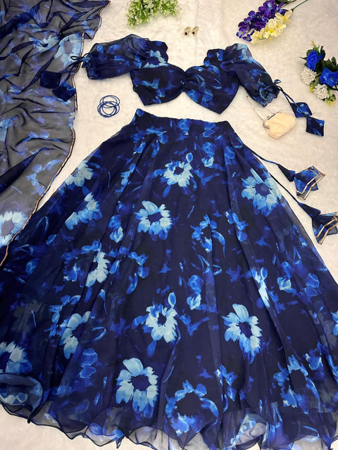 Good Looking Navy Blue Digital Print Lehenga Choli Main image
