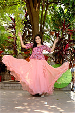 Load image into Gallery viewer, Plain Peach Lehenga With Lovely Pink Top