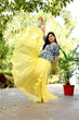 Load image into Gallery viewer, Plain Yellow Lehenga With Lovely Sky Blue Top