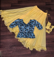 Load image into Gallery viewer, Plain Yellow Lehenga With Lovely Sky Blue Top