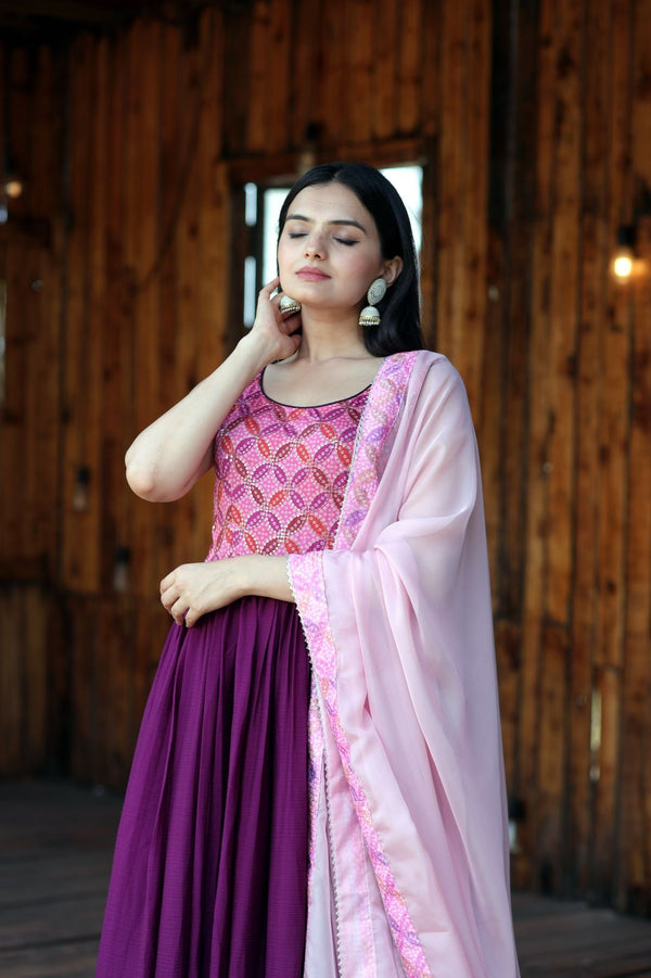 Fashionable Work Wine Gown With Dupatta Clothsvilla