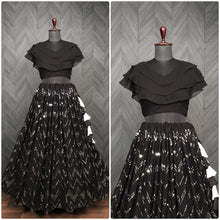 Load image into Gallery viewer, Fancy Embroidered Work Black Color Lehenga With Blouse