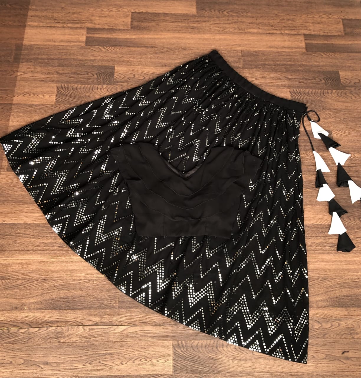 Fancy Embroidered Work Black Color Lehenga With Blouse Secondary image
