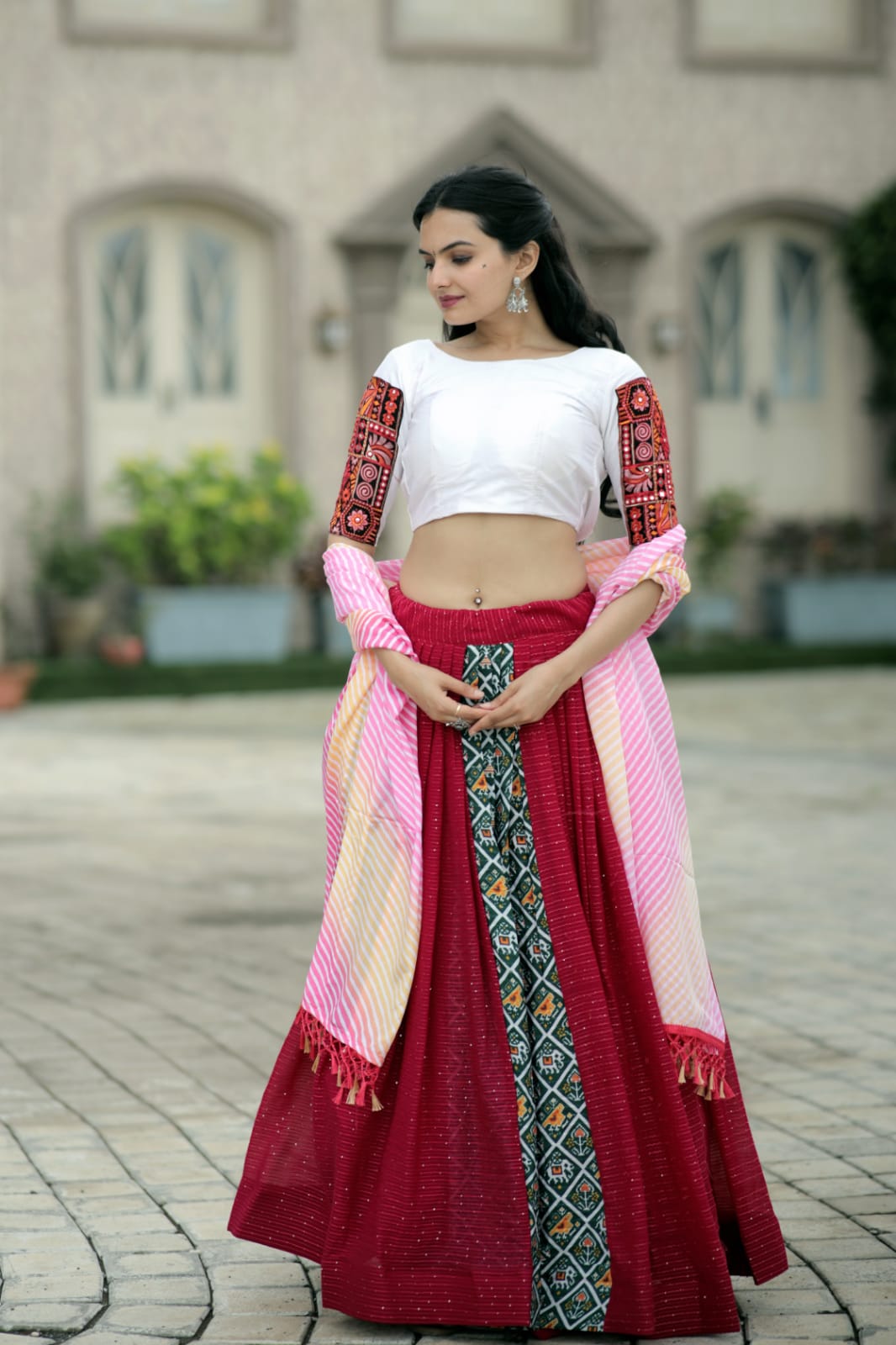 Wonderful Pink Lehenga Choli With Leheriya Print Dupatta Main image