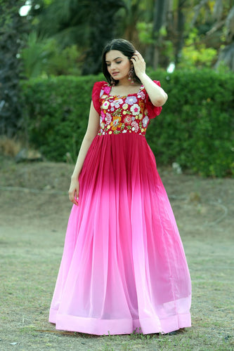Beautiful Work Double Shaded Pink Color Gown Clothsvilla