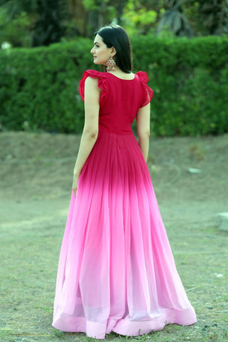 Beautiful Work Double Shaded Pink Color Gown Clothsvilla