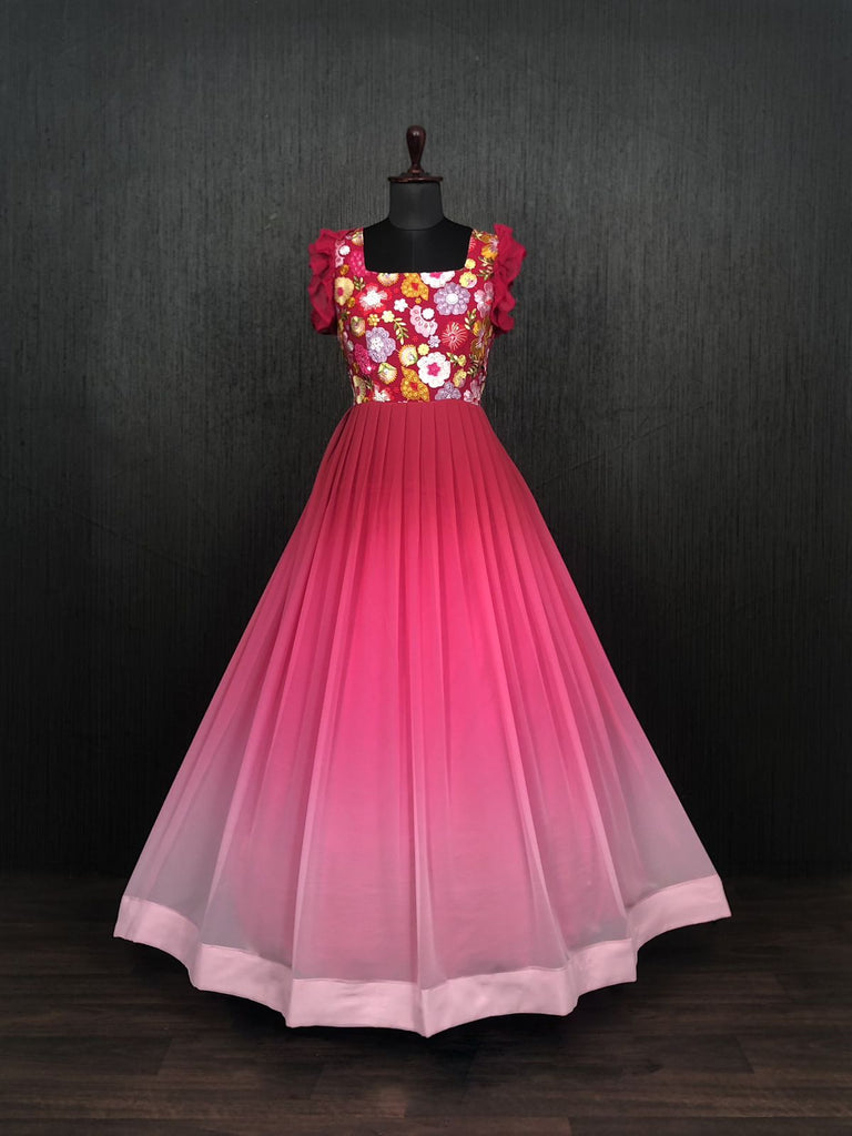 Beautiful Work Double Shaded Pink Color Gown Clothsvilla