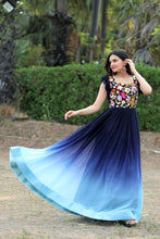 Load image into Gallery viewer, Beautiful Work Double Shaded Blue Color Gown Clothsvilla