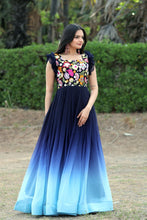 Load image into Gallery viewer, Beautiful Work Double Shaded Blue Color Gown Clothsvilla
