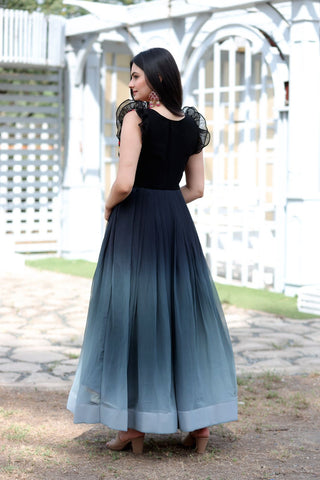 Beautiful Work Double Shaded Black Color Gown Clothsvilla