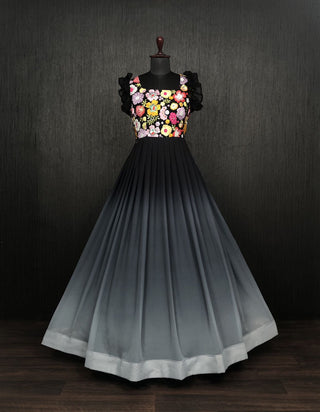 Beautiful Work Double Shaded Black Color Gown Clothsvilla