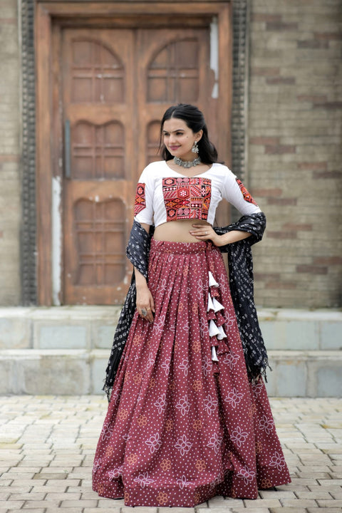 Navratri Special Maroon Multi Thread Work Lehenga Choli Main image