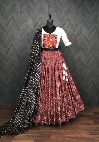 Navratri Special Maroon Multi Thread Work Lehenga Choli