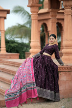 Load image into Gallery viewer, Wedding Wear Embroidery Work Wine Color Lehenga Choli