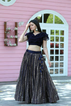 Load image into Gallery viewer, Good Looking Navy Blue Color Lehenga With Blouse
