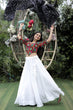 Load image into Gallery viewer, Plan White Lehenga With Beautiful Pattern Blouse