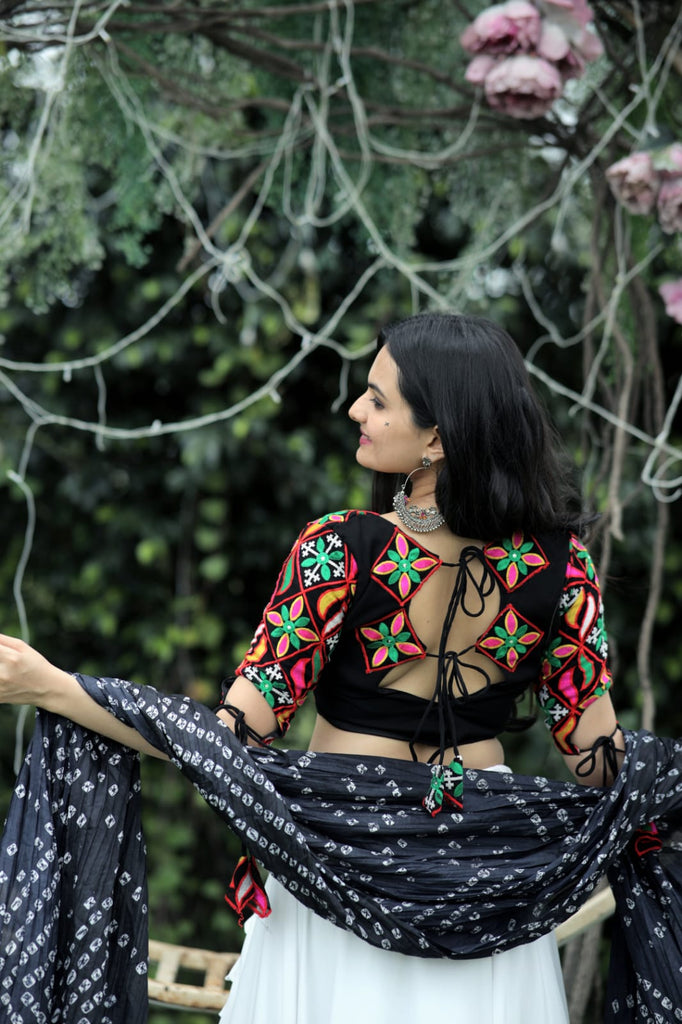 Black Lehenga Choli with beautifully stitched blouse pattern
