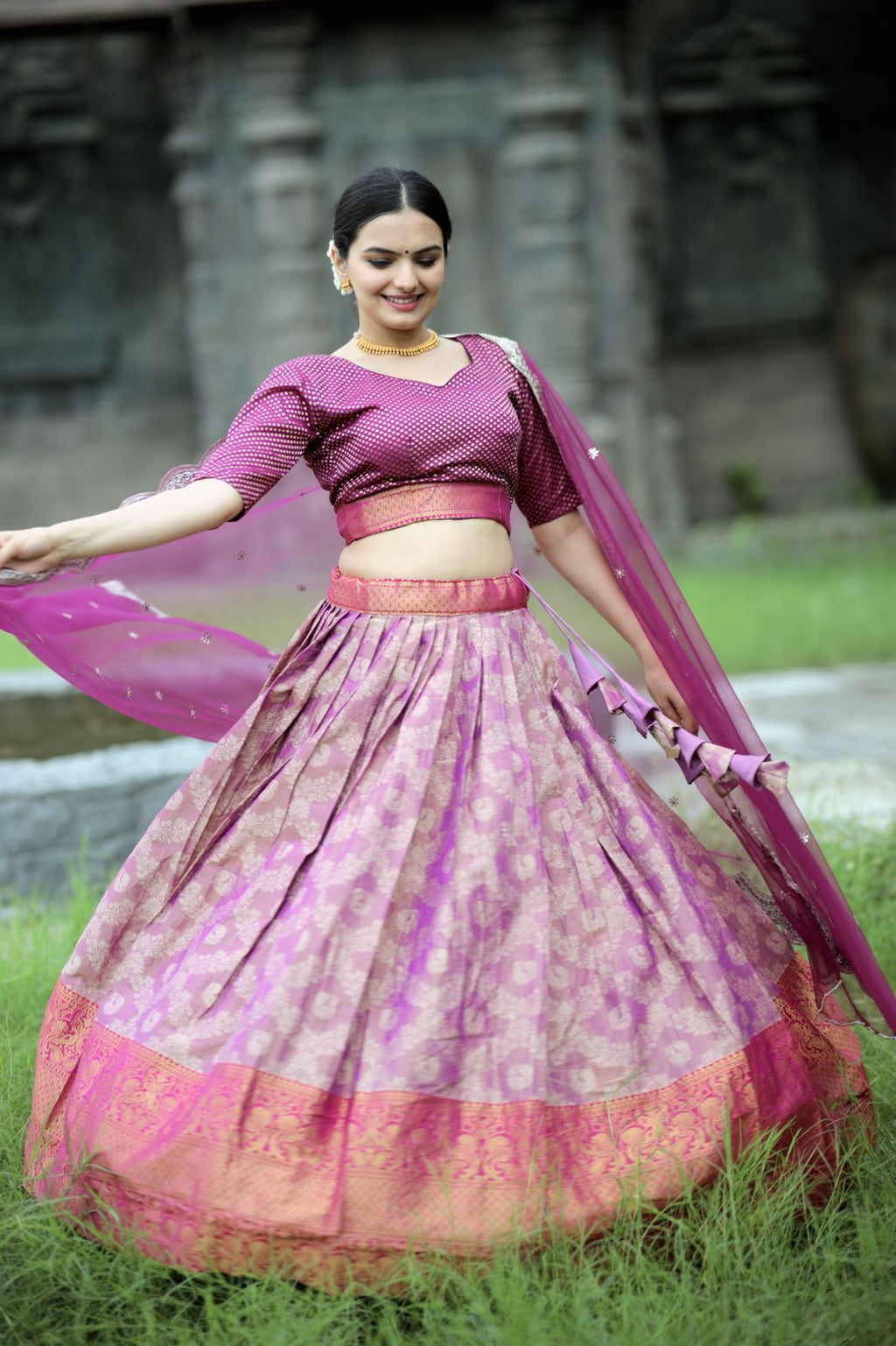 Exclusive Purple Color Kanjivaram Silk Lehenga Choli Clothsvilla