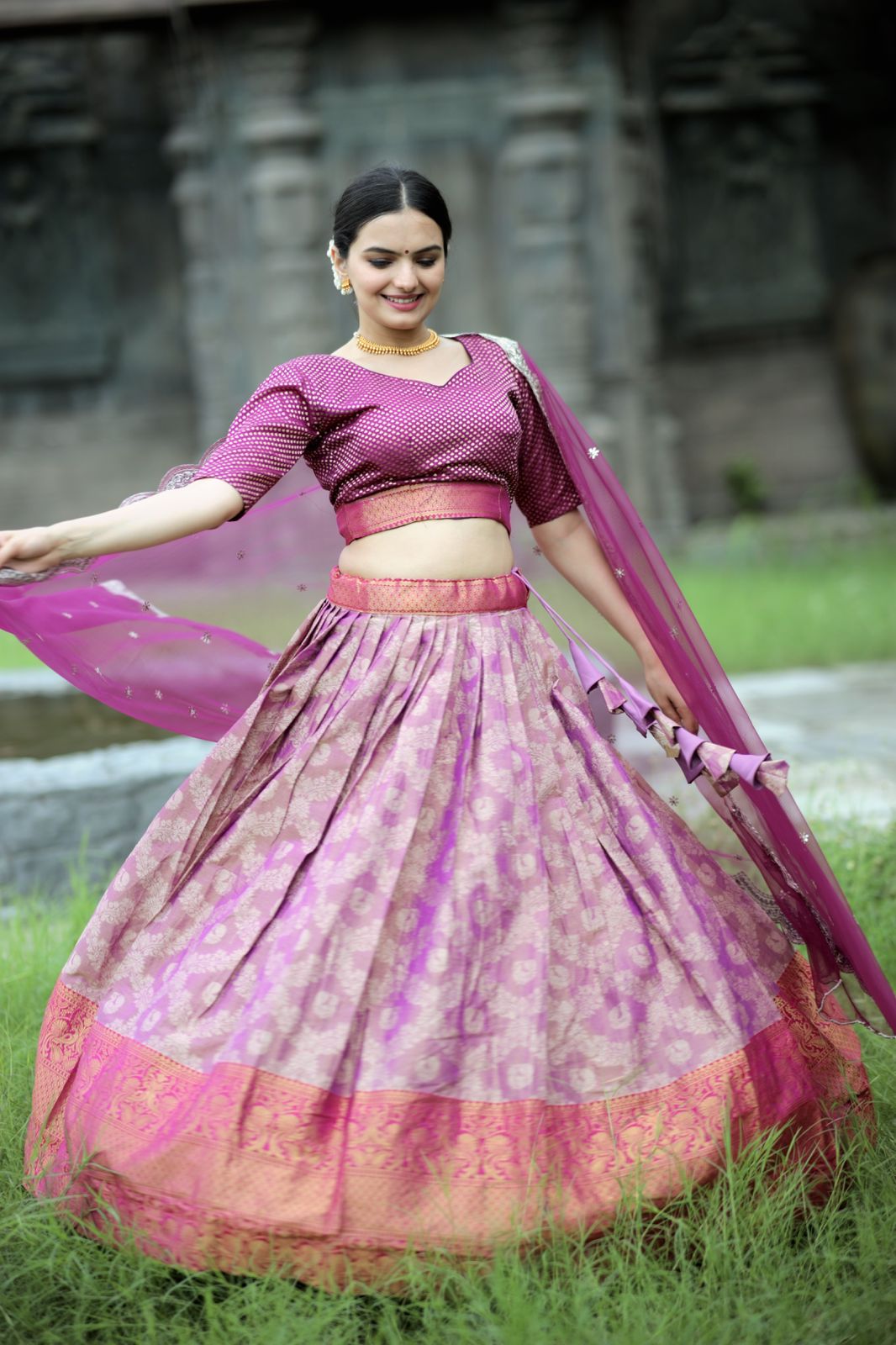 Exclusive Purple Color Kanjivaram Silk Lehenga Choli Clothsvilla