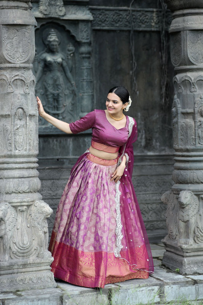 Exclusive Purple Color Kanjivaram Silk Lehenga Choli Clothsvilla