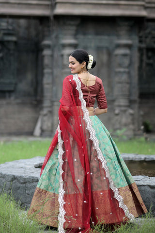 Exclusive Green Color Kanjivaram Silk Lehenga Choli Clothsvilla