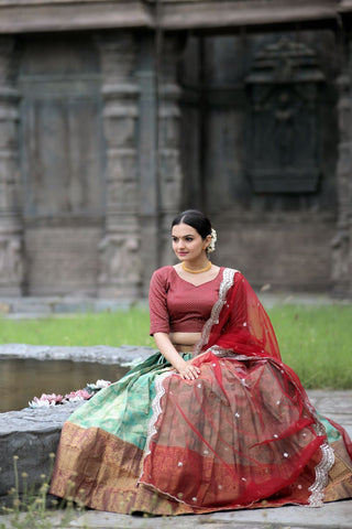 Exclusive Green Color Kanjivaram Silk Lehenga Choli Clothsvilla
