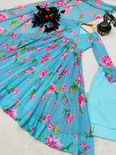 Load image into Gallery viewer, Colorful Flower Design Sky Blue Lovely Gown
