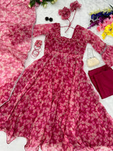 Load image into Gallery viewer, Fairy Look Wine Color Organza Silk Anarkali Suit