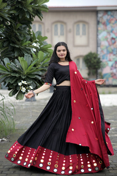 Navratri Black Embroidery Work Cotton Lehenga Choli, Size: Free at Rs 1499  in Ahmedabad