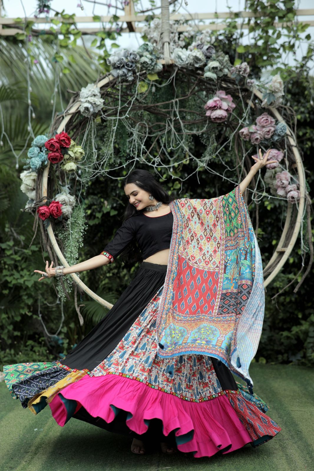 Gorgeous Black With Multi Digital Printed Lehenga Choli Clothsvilla