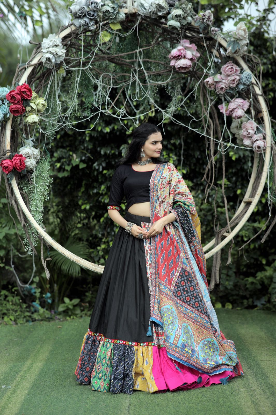 Gorgeous Black With Multi Digital Printed Lehenga Choli Clothsvilla