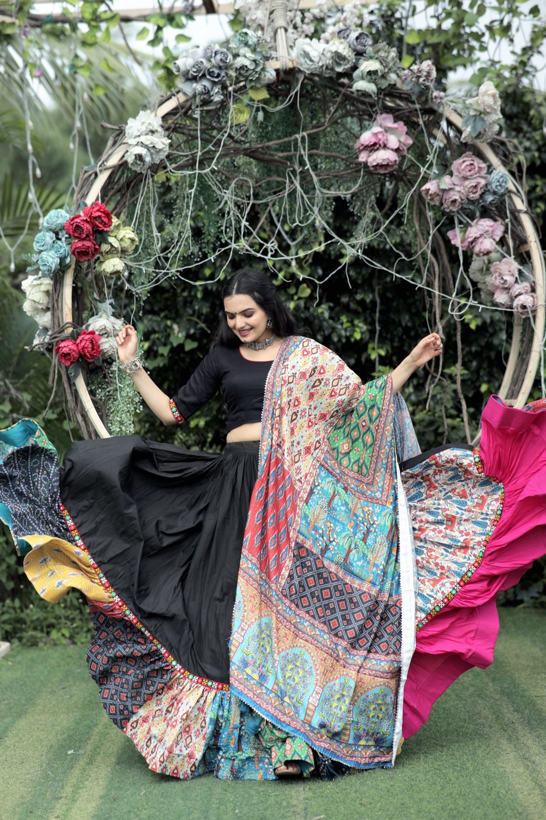 Gorgeous Black With Multi Digital Printed Lehenga Choli Clothsvilla