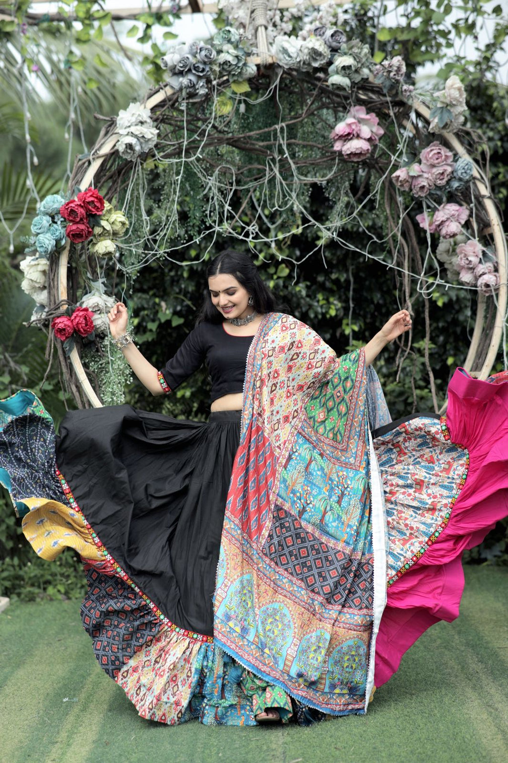 Gorgeous Black With Multi Digital Printed Lehenga Choli Clothsvilla