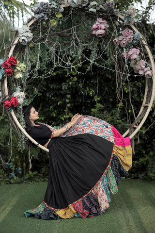 Gorgeous Black With Multi Digital Printed Lehenga Choli Clothsvilla