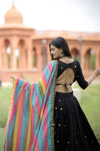 Black Color Real Mirror Works Occasion Wear Lehenga Choli Clothsvilla