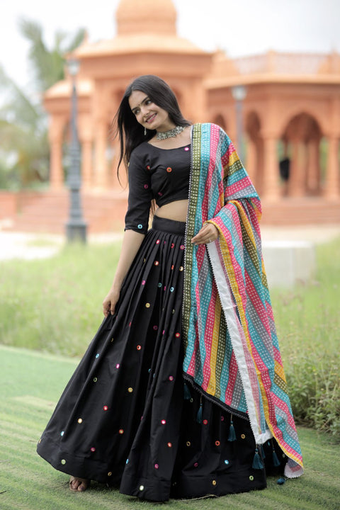 Black Color Real Mirror Works Occasion Wear Lehenga Choli Clothsvilla Main image