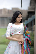 Load image into Gallery viewer, White Color Real Mirror Works Occasion Wear Lehenga Choli Clothsvilla
