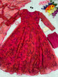 Load image into Gallery viewer, Red Color Digital Print Fancy Anarkali Suit