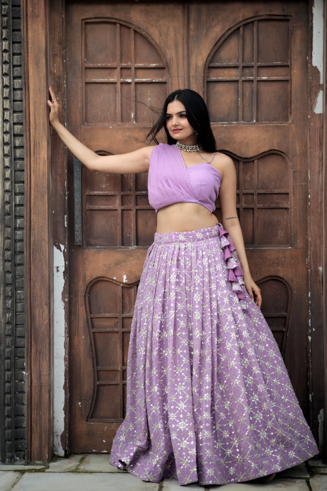 Trendy Lavender Color Lehenga With Fancy Blouse