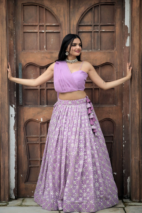 Trendy Lavender Color Lehenga With Fancy Blouse Main image