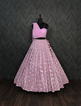 Trendy Lavender Color Lehenga With Fancy Blouse