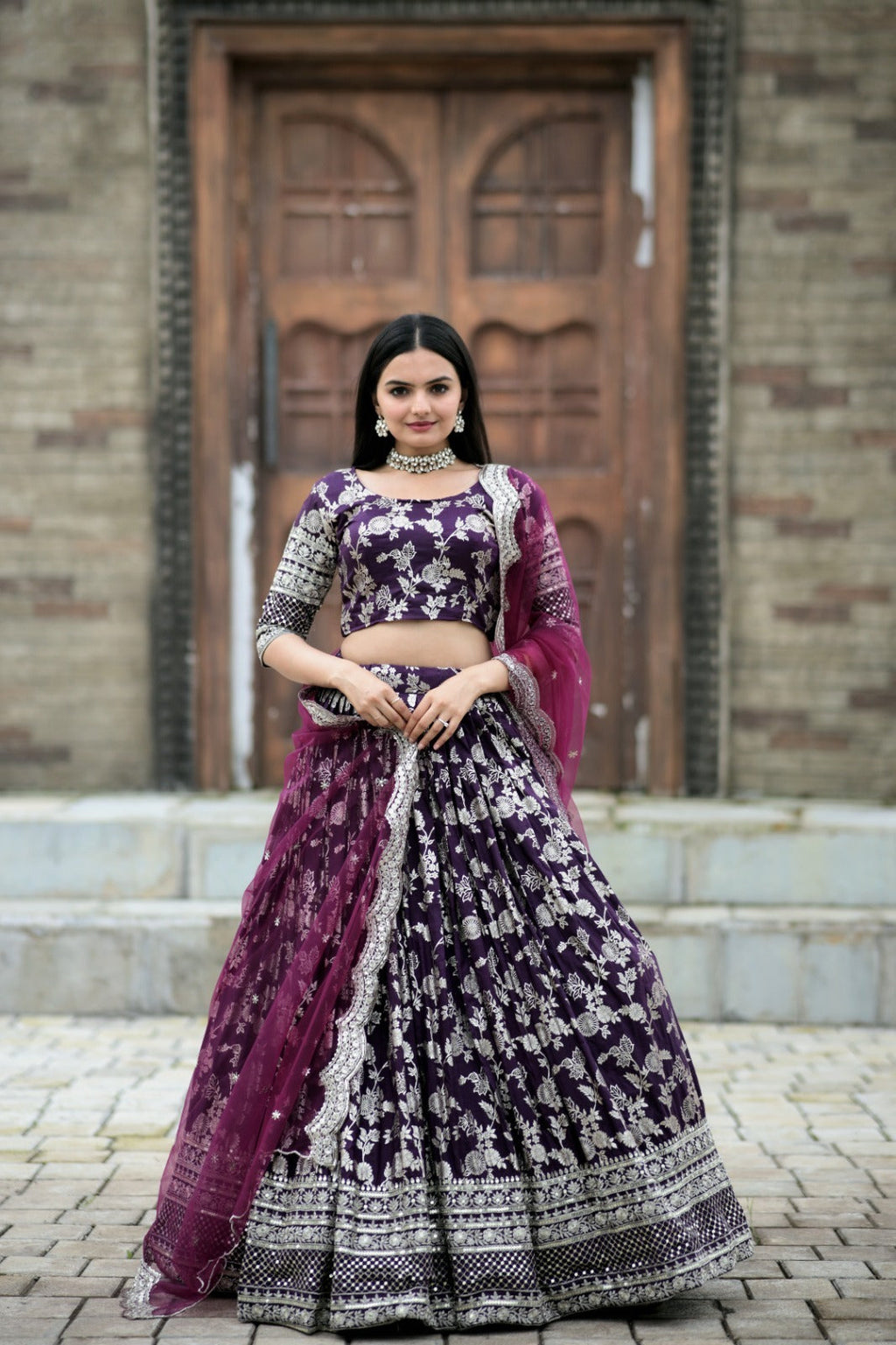 Captivating Embroidered Work Wine Color Lehenga Choli