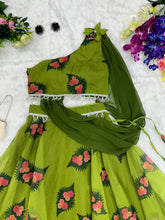 Load image into Gallery viewer, Lovely Organza Silk Green Color Lehenga With Stylish Blouse