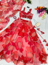 Load image into Gallery viewer, Glamourous Flower Print Red Color Lehenga With Classy Blouse