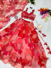 Load image into Gallery viewer, Glamourous Flower Print Red Color Lehenga With Classy Blouse