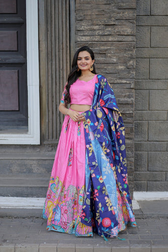 Navratri Special Pink Color Printed Lehenga Choli