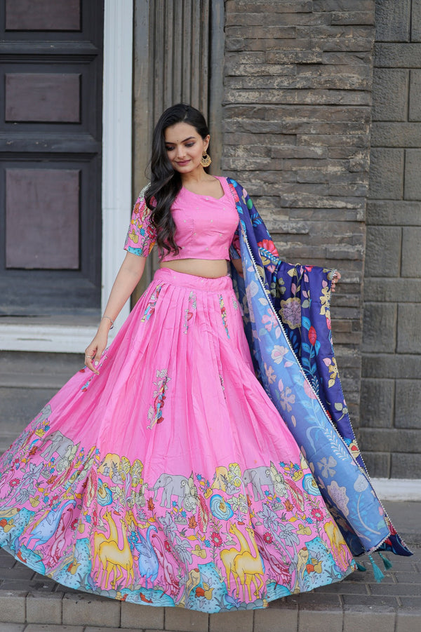 Navratri Special Pink Color Printed Lehenga Choli