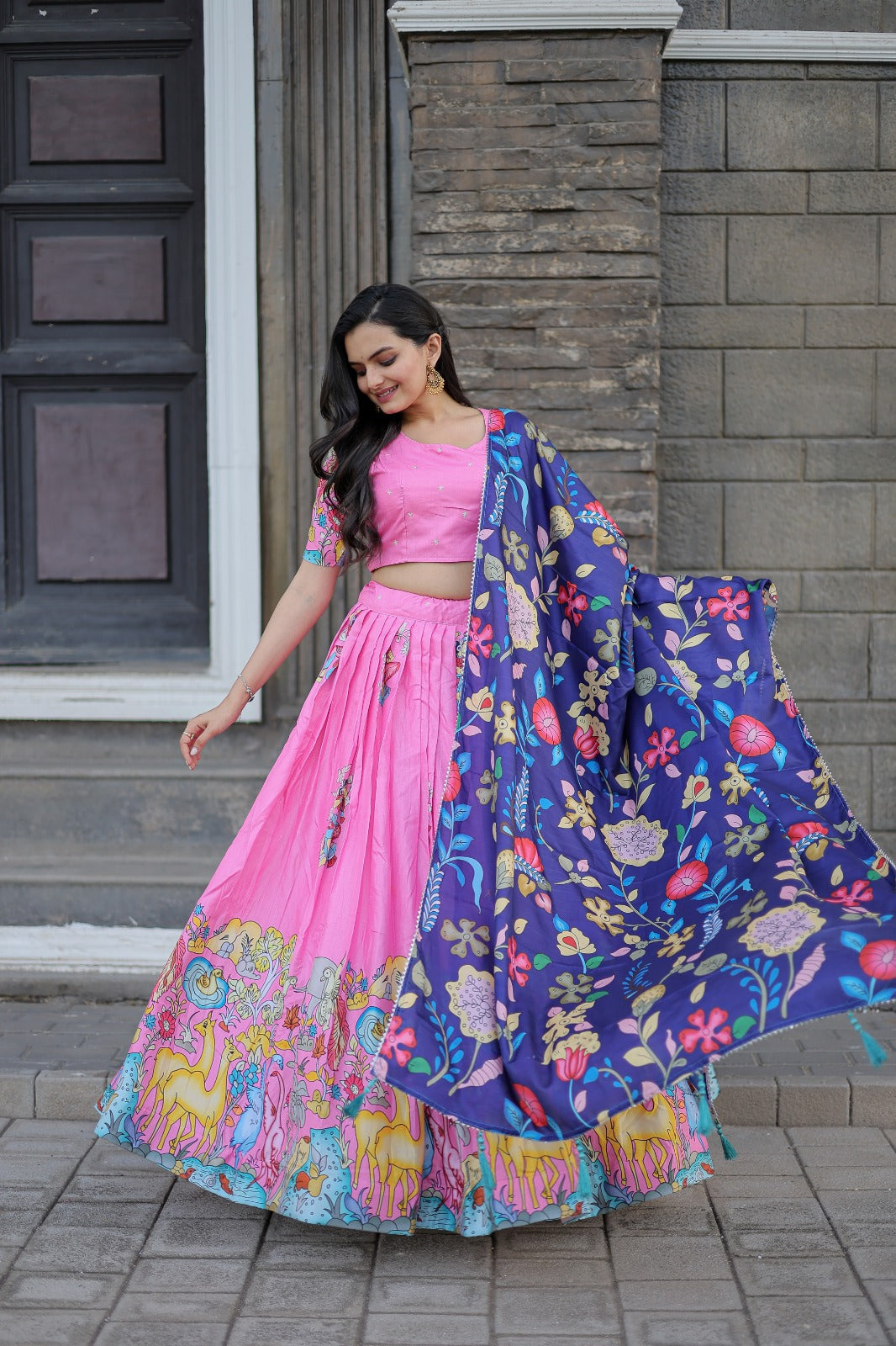 Navratri Special Pink Color Printed Lehenga Choli